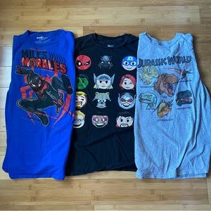 Bundle of Boys Graphic Tee Shirts Size XL- Miles Morales, Jurassic World, Marvel